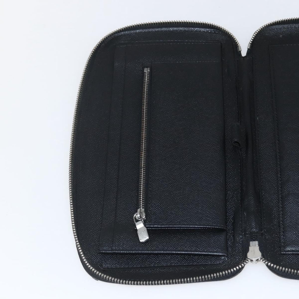Louis Vuitton Atoll Organizer Wallet Taiga Leather Black Leather Clutche & Pouche Bag