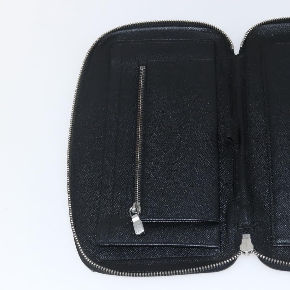 Louis Vuitton Atoll Organizer Wallet Taiga Leather Black Leather Clutche & Pouche Bag