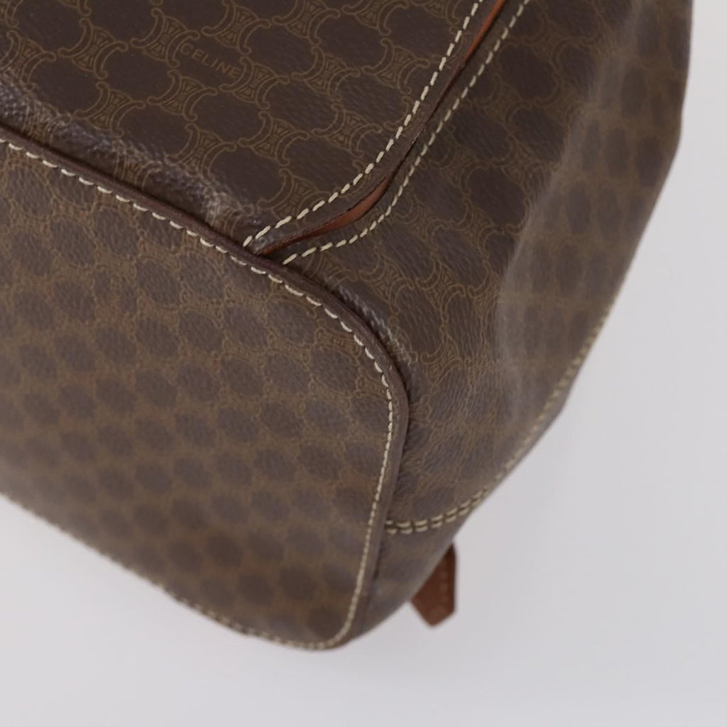 Celine Vintage Macadam Backpack Canvas And Leather Brown Canvas Backpack Bag