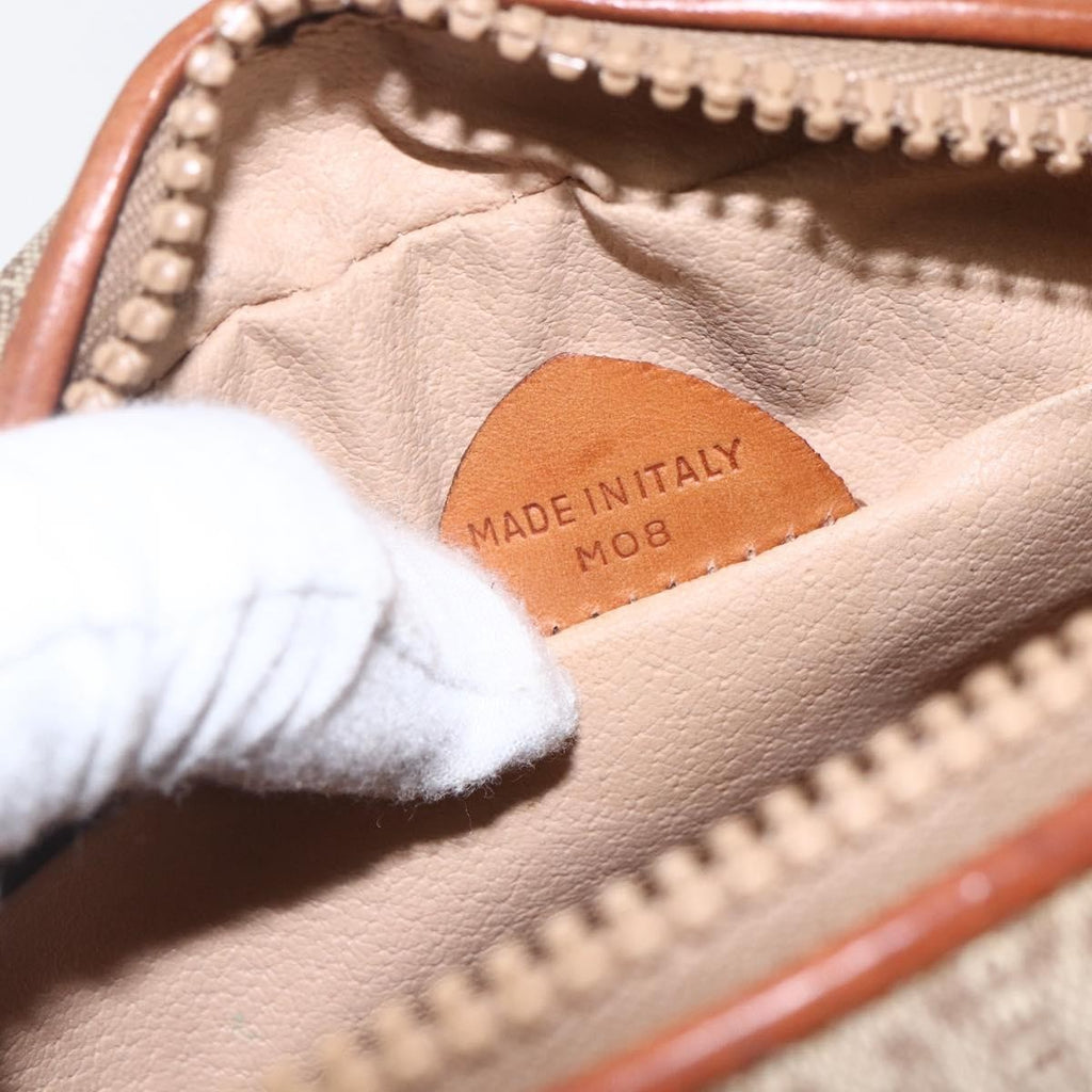 Celine Vintage Macadam Shoulder Bag Canvas And Leather Beige Canvas Shoulder Bag Bag