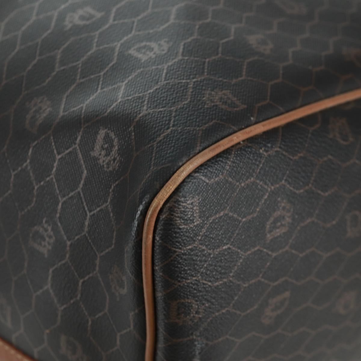 Christian Dior Vintage Honeycomb Boston Bag Canvas And Leather Black Canvas Travel Bag Bag (Pre-Owned)