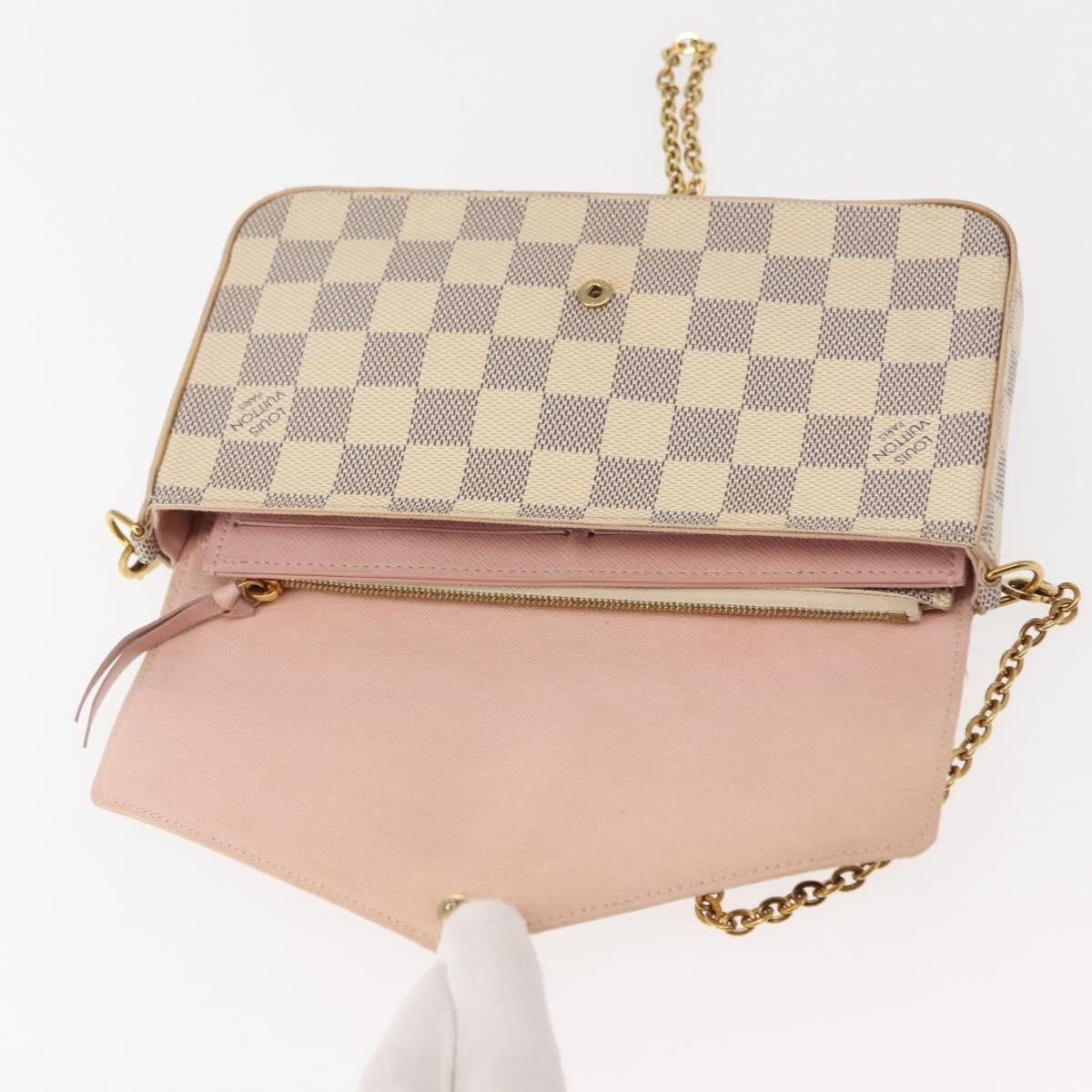 Louis Vuitton Felicie Pochette Damier White Canvas Clutche & Pouche Bag