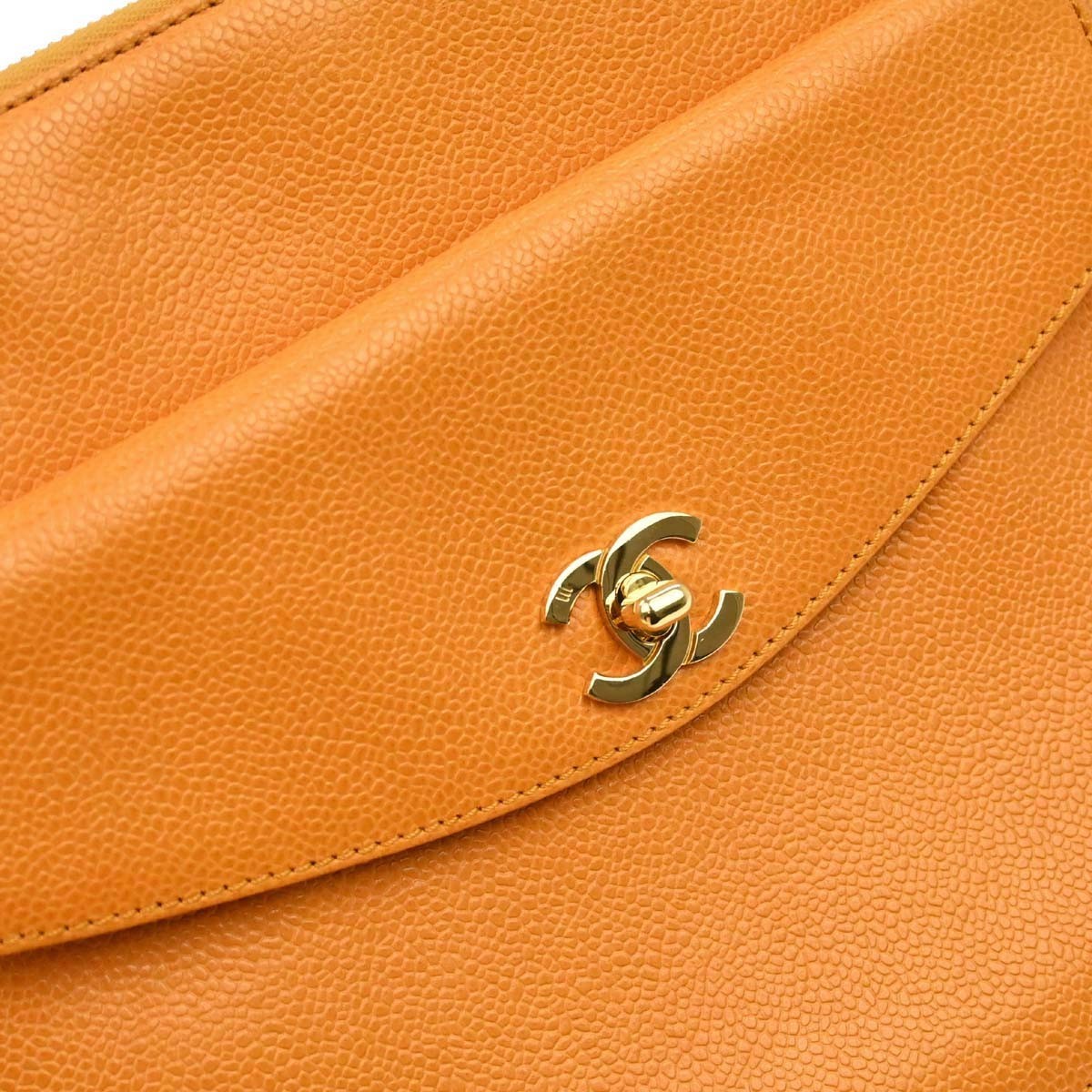 Chanel Vintage Front Pocket Shoulder Bag Leather Orange Leather Shoulder Bag Bag