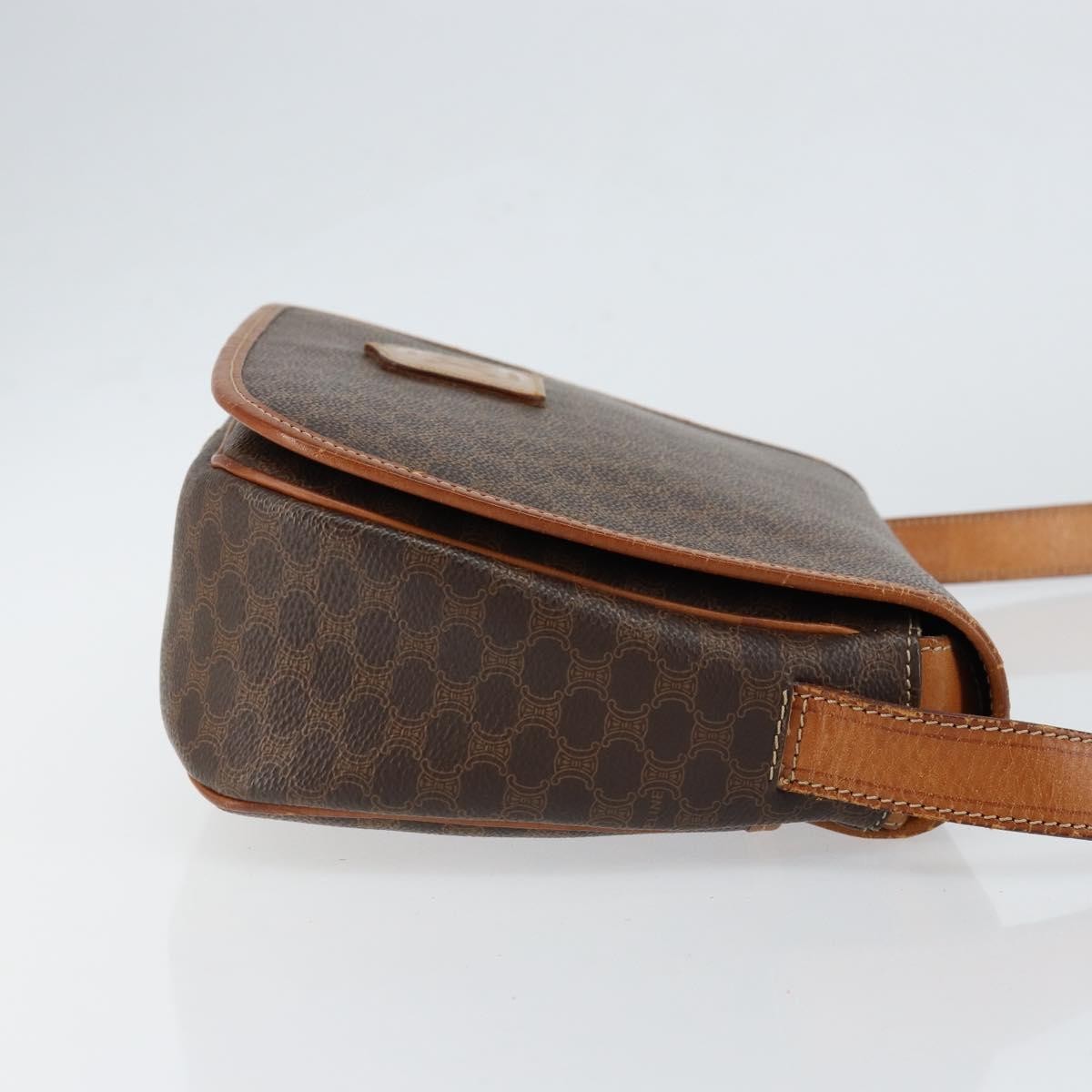 Celine Macadam Shoulder Bag Pvc Leather Brown Canvas Shoulder Bag Bag