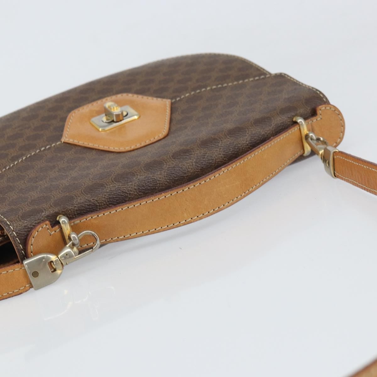 Celine Vintage Macadam Shoulder Bag Canvas And Leather Brown Canvas Shoulder Bag Bag