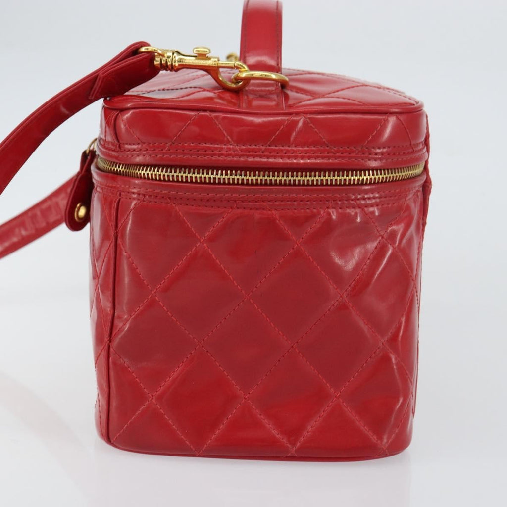 Chanel Vintage Vanity Case Patent Red Patent_Leather Handbag