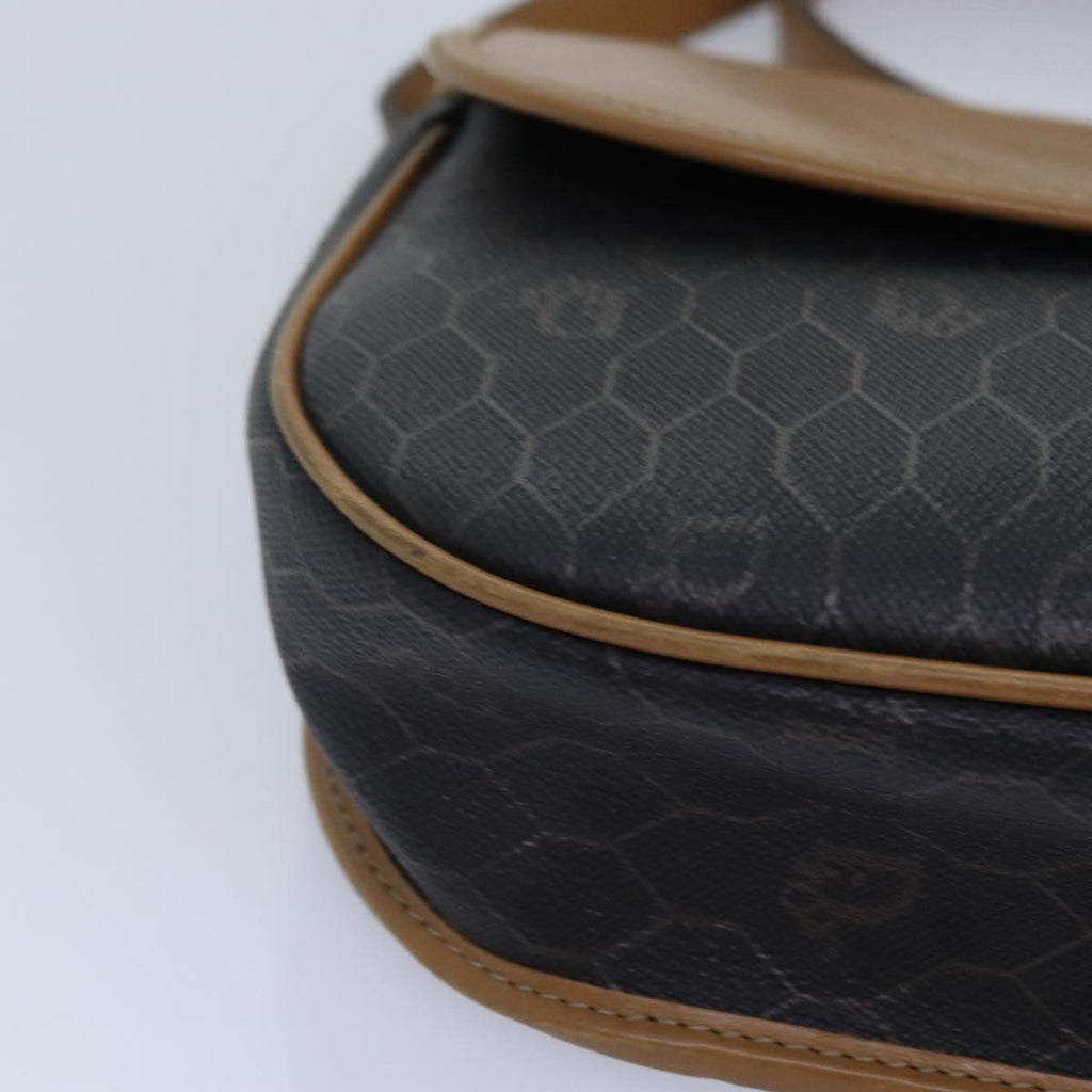 Christian Dior Vintage Honeycomb Shoulder Bag Canvas And Leather Black Canvas Shoulder Bag Bag (Pre-Owned)