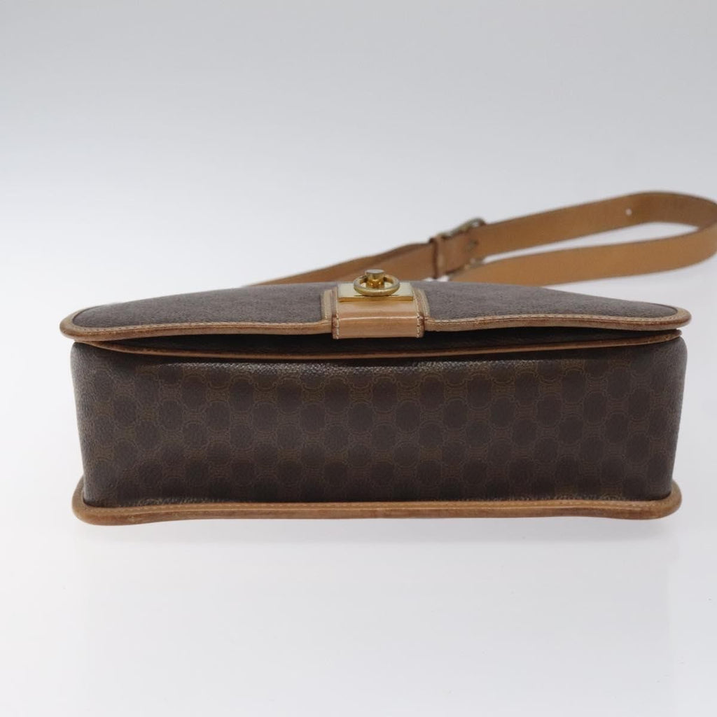 Celine Vintage Macadam Shoulder Bag Canvas And Leather Brown Canvas Shoulder Bag Bag