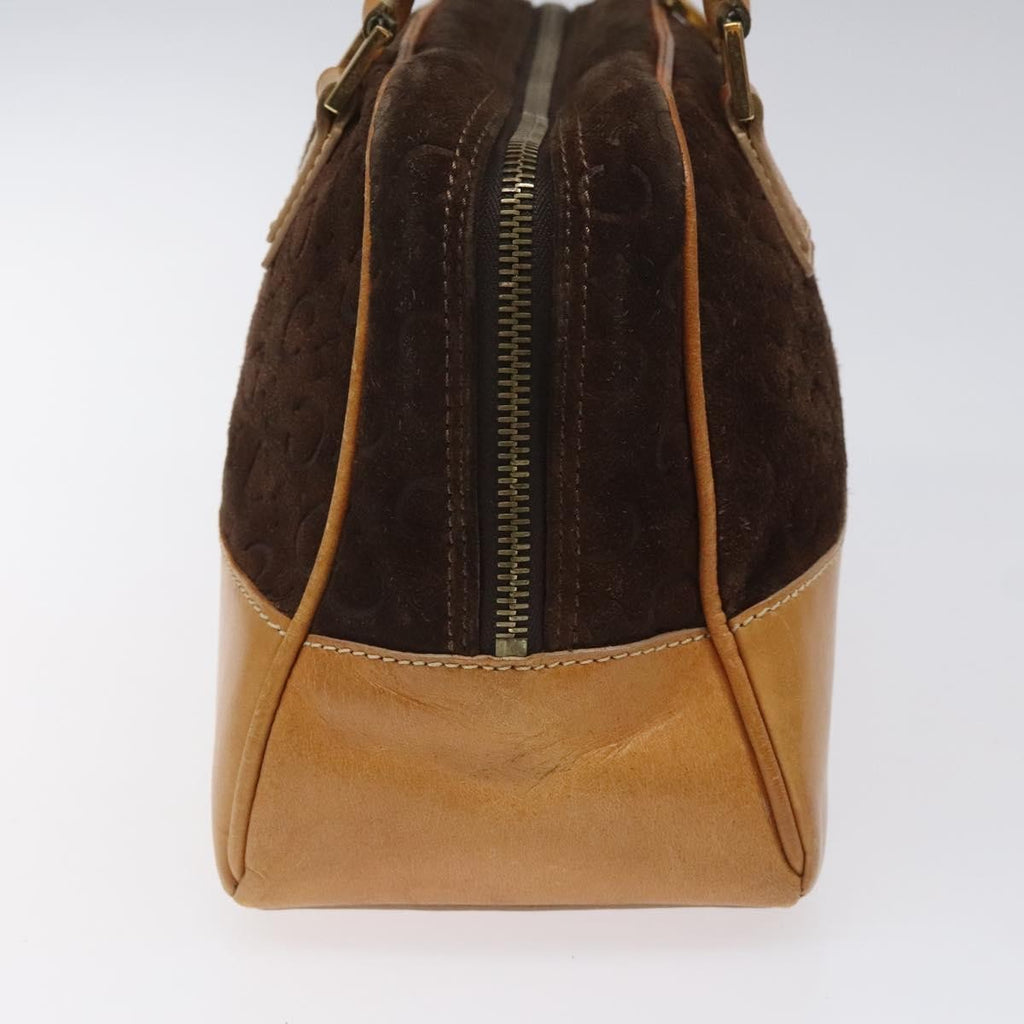 Celine C Macadam Handbag Suede And Leather Brown Suede Handbag