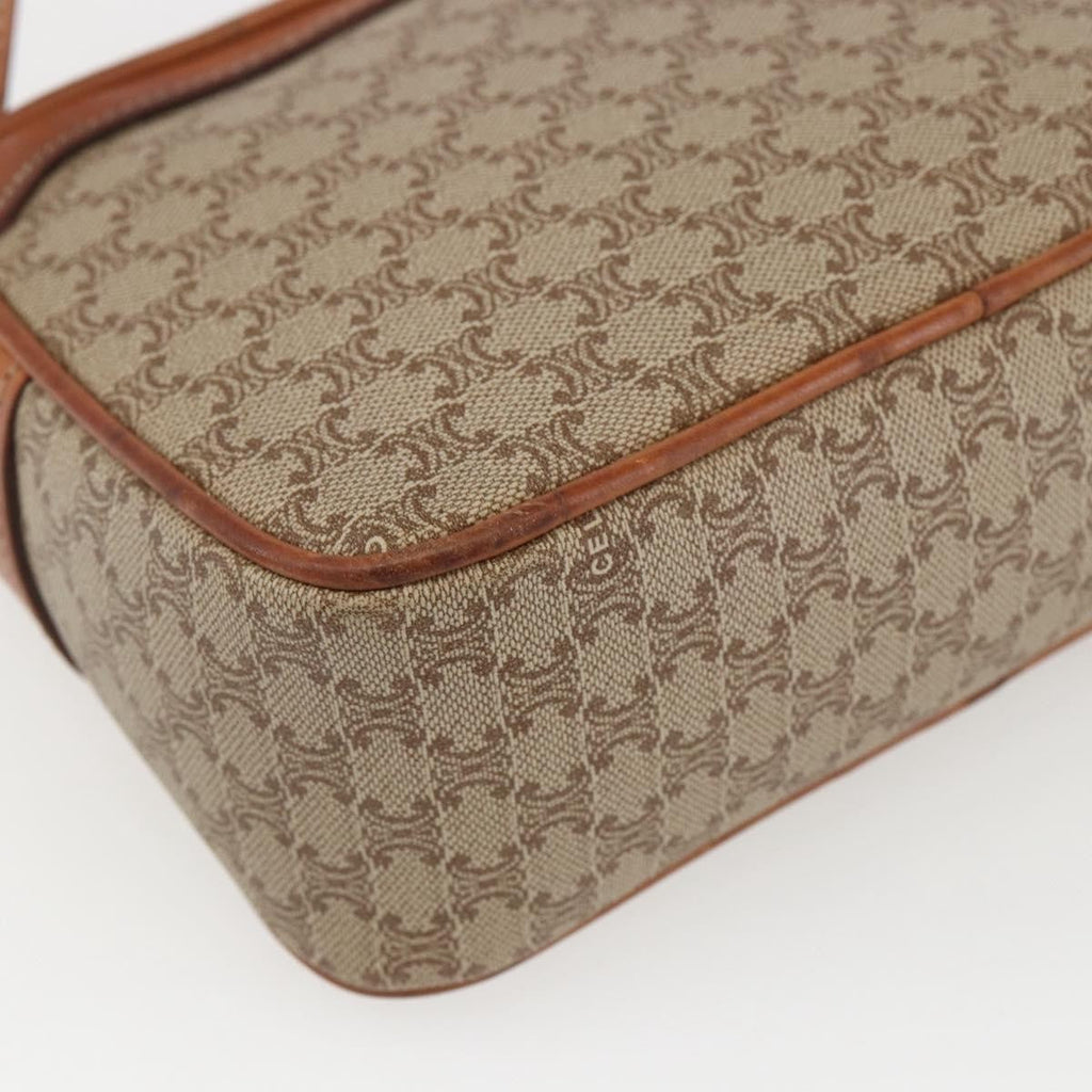 Celine Vintage Macadam Shoulder Bag Canvas And Leather Beige Canvas Shoulder Bag Bag
