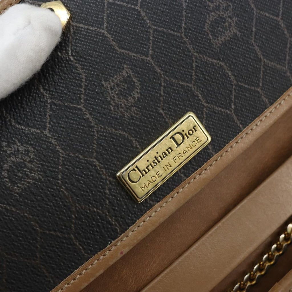 Christian Dior Vintage Honeycomb Chain Canvas Black Canvas Shoulder Bag Bag (Pre-Owned)