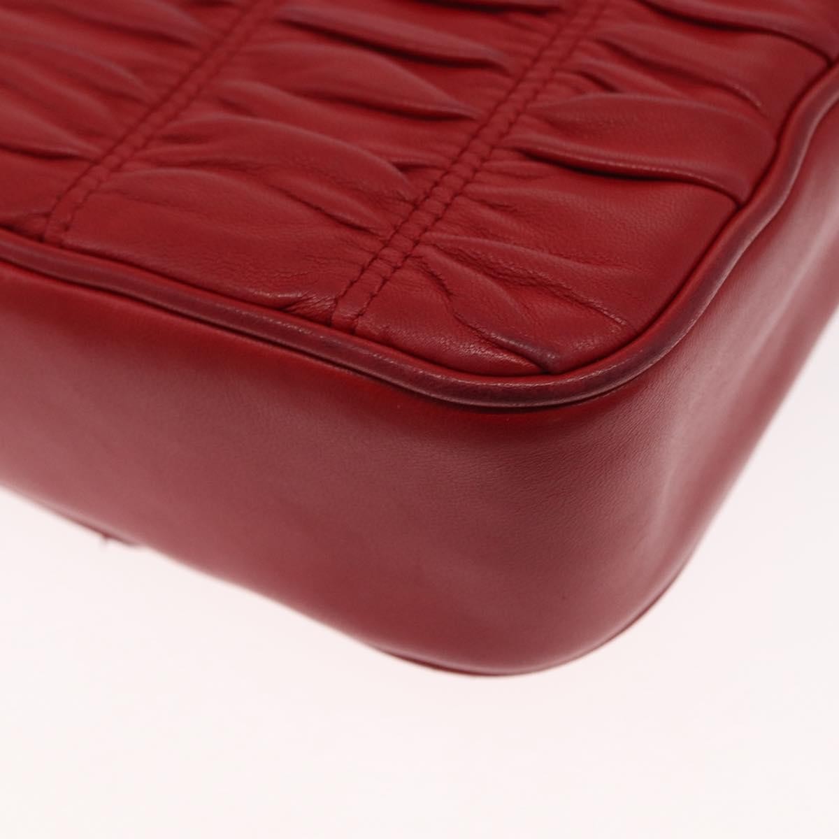 Prada Gaufre Chain Flap Shoulder Bag Nappa Leather Red Leather Shoulder Bag Bag