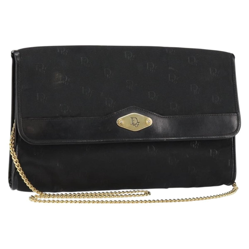 Christian Dior Vintage Cd Chain Flap Shoulder Bag Diorissimo Canvas Black Nylon Shoulder Bag Bag (Pre-Owned)