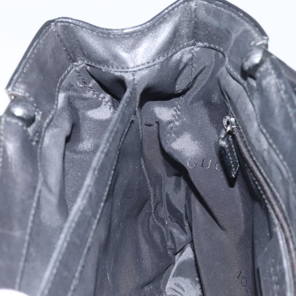Gucci Vintage Bamboo Handle Bag Leather Black Leather Handbag (Pre-Owned)