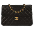 Chanel Flap Shoulder Bag Quilted Lambskin Black Leather Handbag
