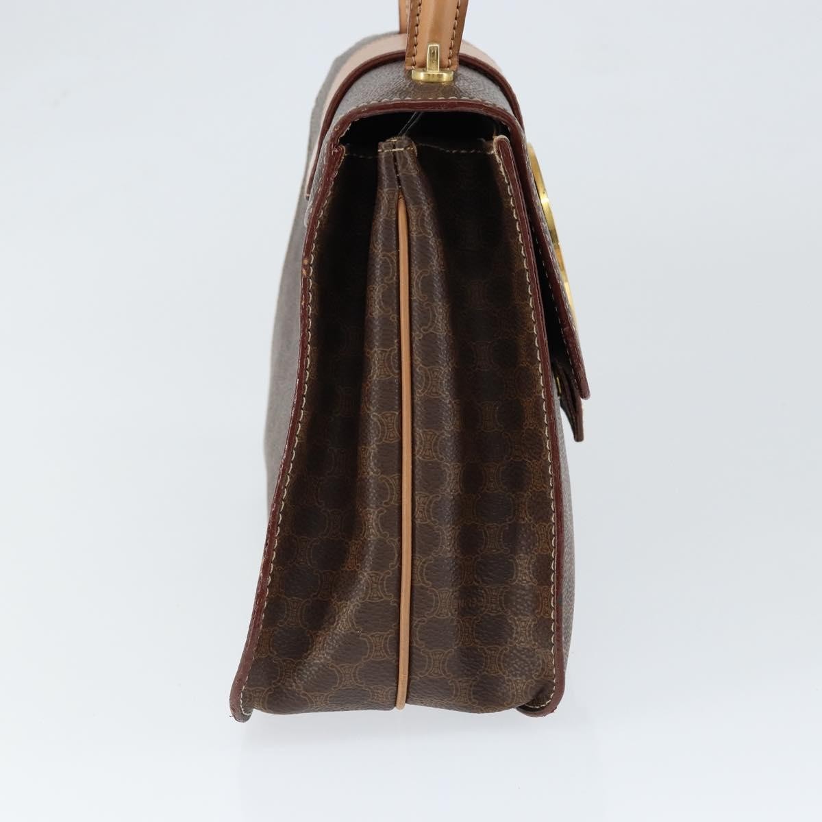 Celine Vintage Macadam Handbag Canvas Brown Pvc Handbag