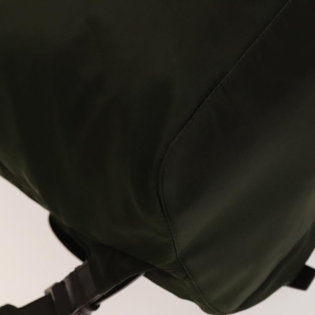 Prada Vela Double Front Pocket Backpack Tessuto With Saffiano Leather Khaki Nylon Backpack Bag