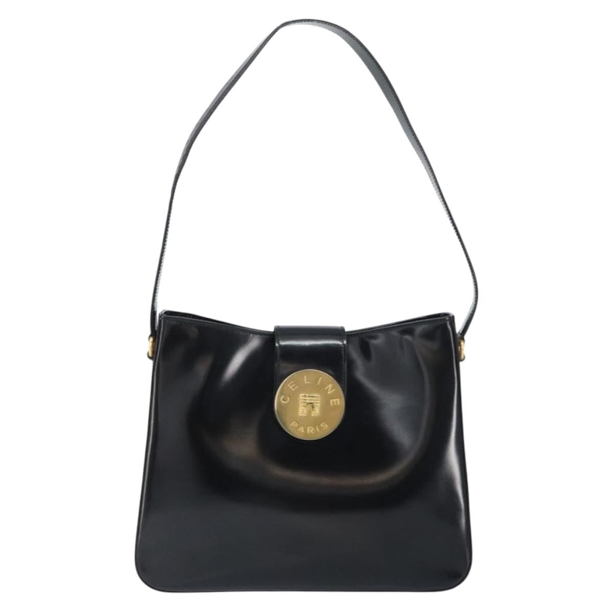 Celine Handbag Patent Leather Black Patent_Leather Shoulder Bag Bag