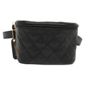 Chanel Vintage Zip Belt Bag Quilted Caviar Black Leather Clutche & Pouche Bag