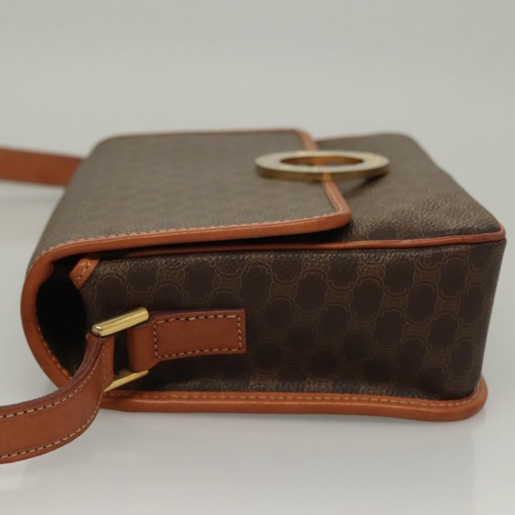 Celine Macadam Shoulder Bag Pvc Leather Brown Canvas Bag