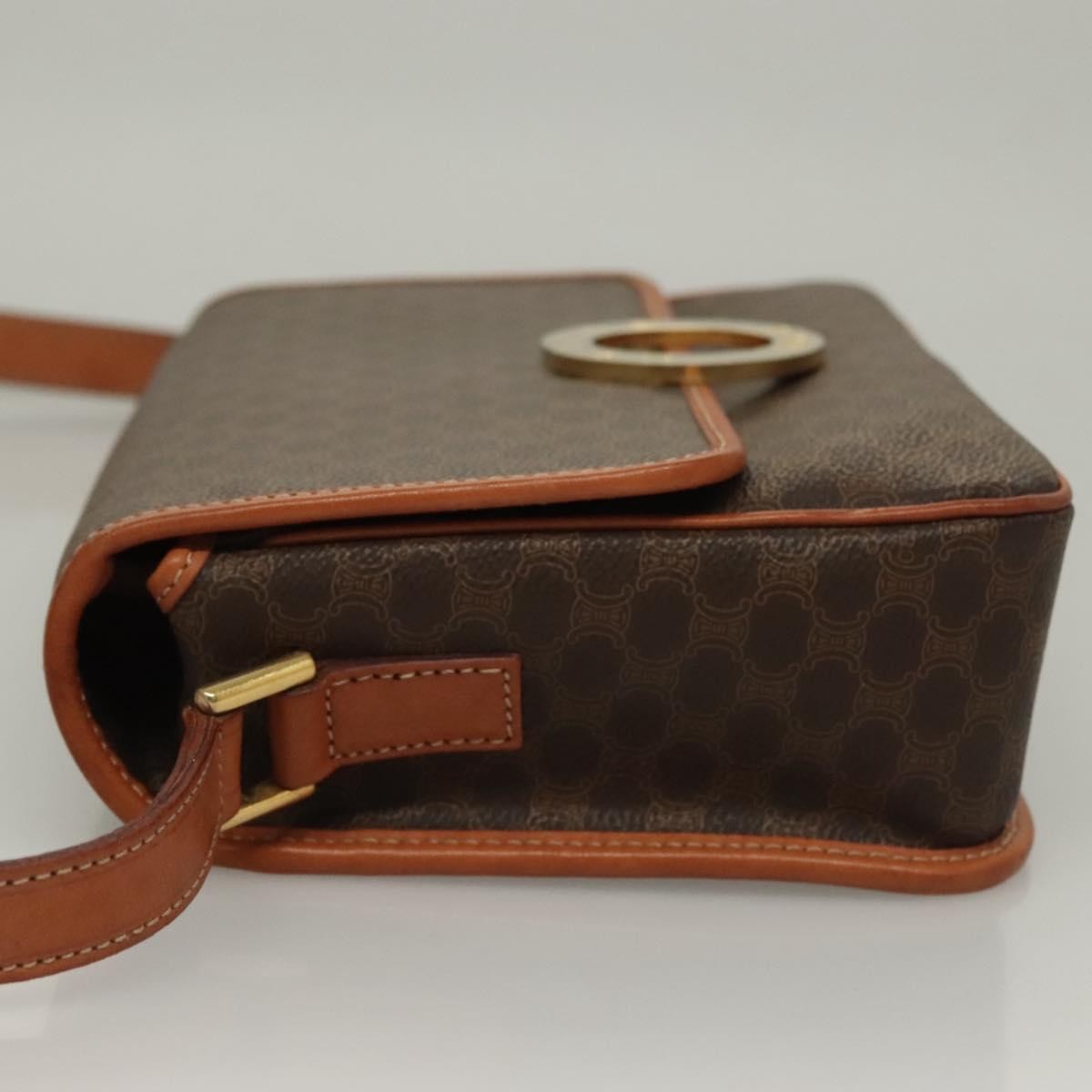 Celine Macadam Shoulder Bag Pvc Leather Brown Canvas Bag