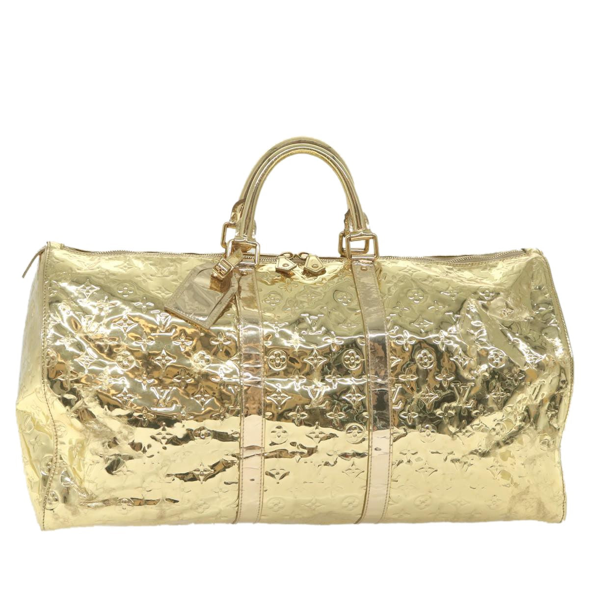 Louis Vuitton Keepall Bag Monogram Miroir Pvc Gold Patent_Leather Travel Bag