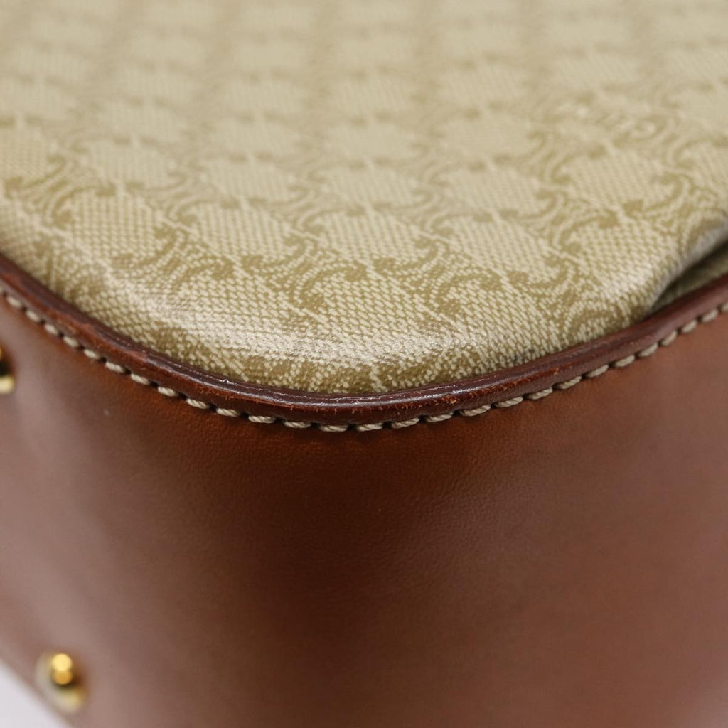 Celine Vintage Convertible Top Handle Bag Macadam Coated Canvas Beige Canvas Handbag