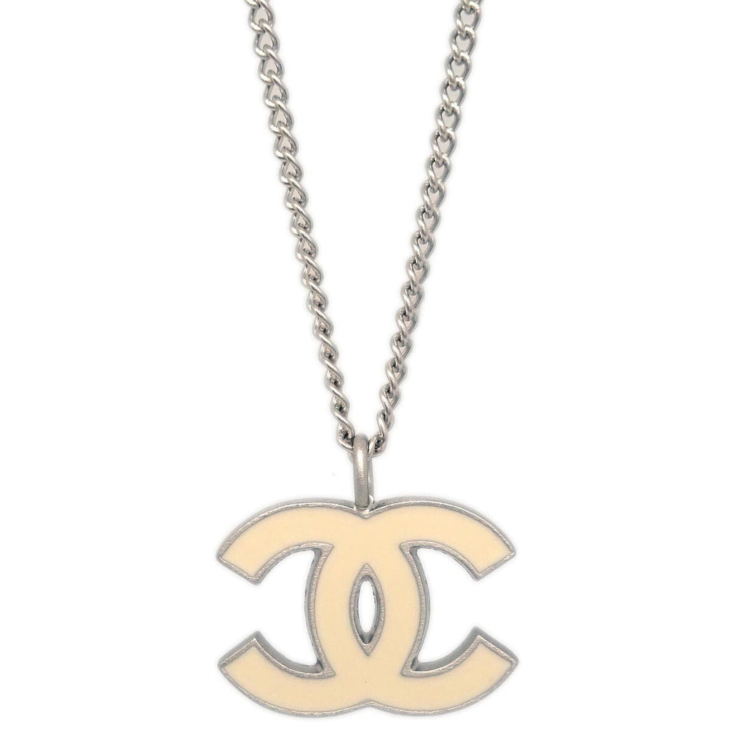 Chanel Cc Pendant Necklace Metal Silver Silver_Plated Necklace Jewelry