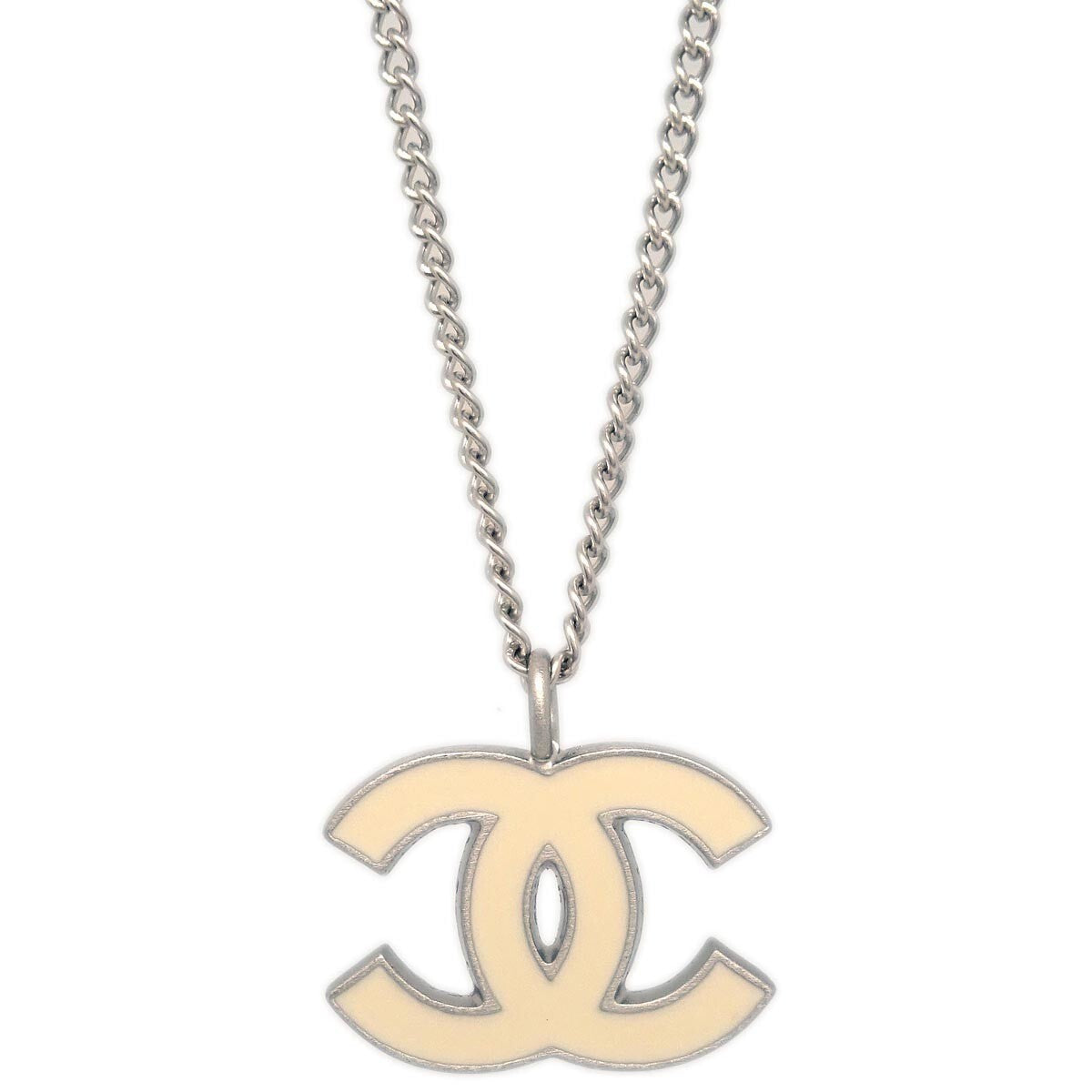 Chanel Cc Pendant Necklace Metal Silver Silver_Plated Necklace Jewelry