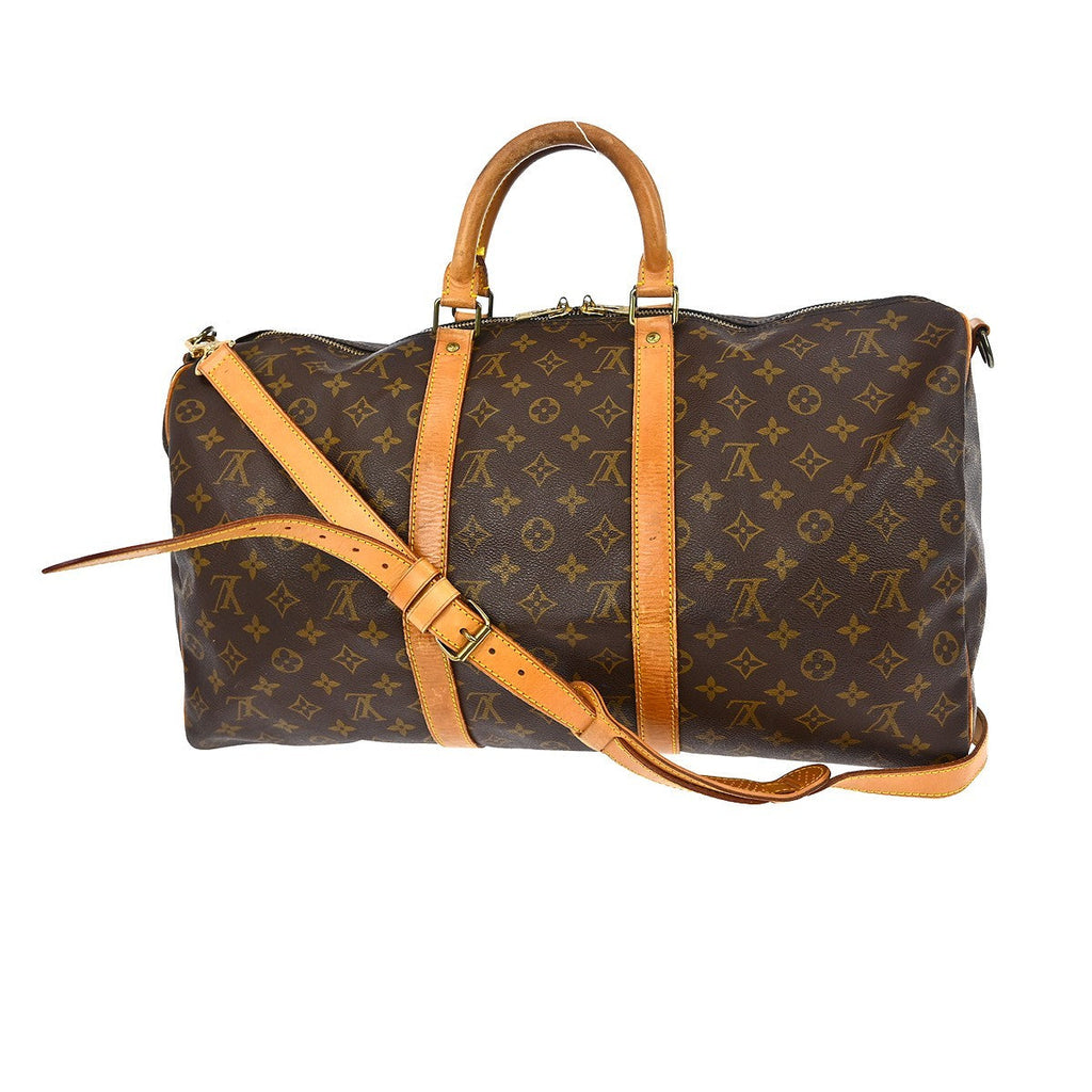 Louis Vuitton Keepall Bandouliere Bag Monogram Canvas Brown Canvas Travel Bag