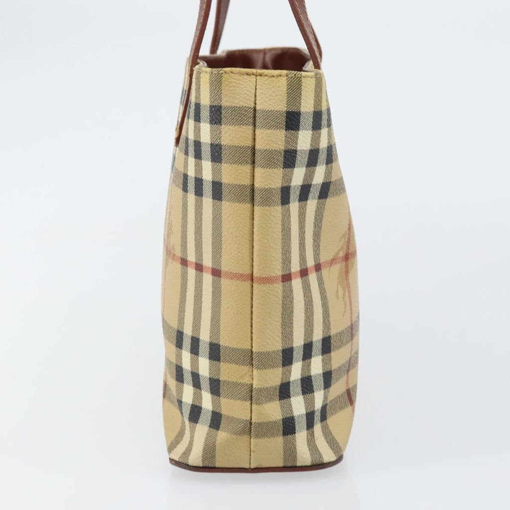 Burberry Top Handle Tote Haymarket Coated Canvas Beige Canvas Handbag