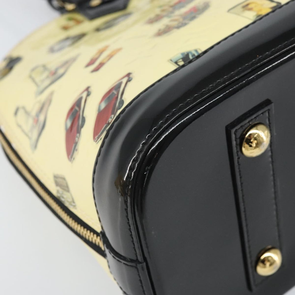 Louis Vuitton Alma Handbag Limited Edition Stickers Monogram Vernis White Patent_Leather Handbag