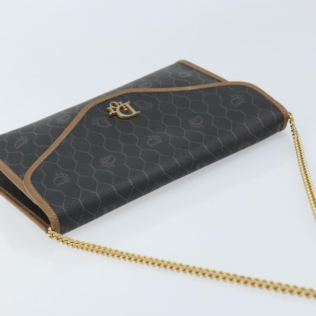 Christian Dior Vintage Honeycomb Chain Canvas Black Canvas Shoulder Bag Bag (Pre-Owned)