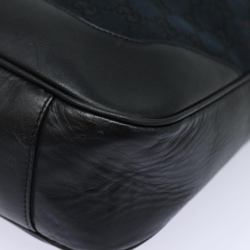Gucci Bamboo Shoulder Bag Gg Canvas Black Canvas Shoulder Bag Bag (Pre-Owned)