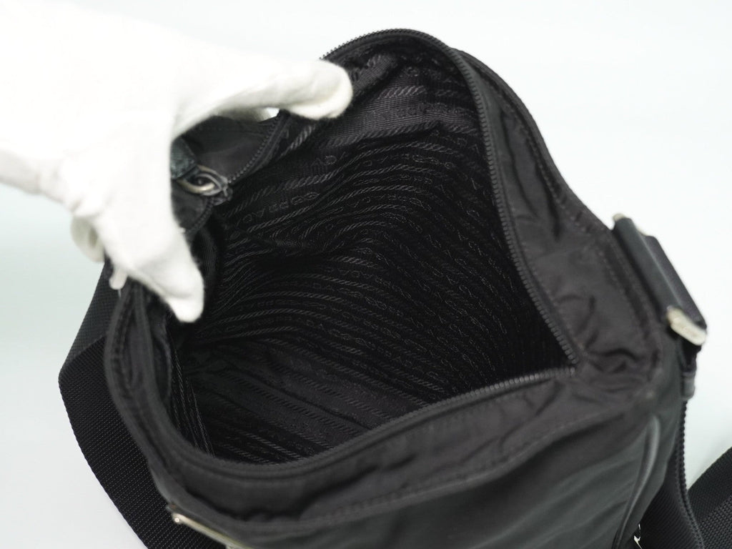 Prada Flat Messenger Bag Tessuto Black Nylon Shoulder Bag Bag