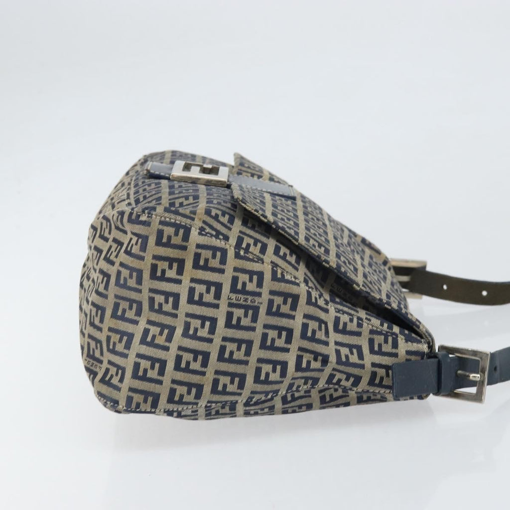 Fendi Mamma Baguette Zucchino Canvas Navy Canvas Shoulder Bag Bag