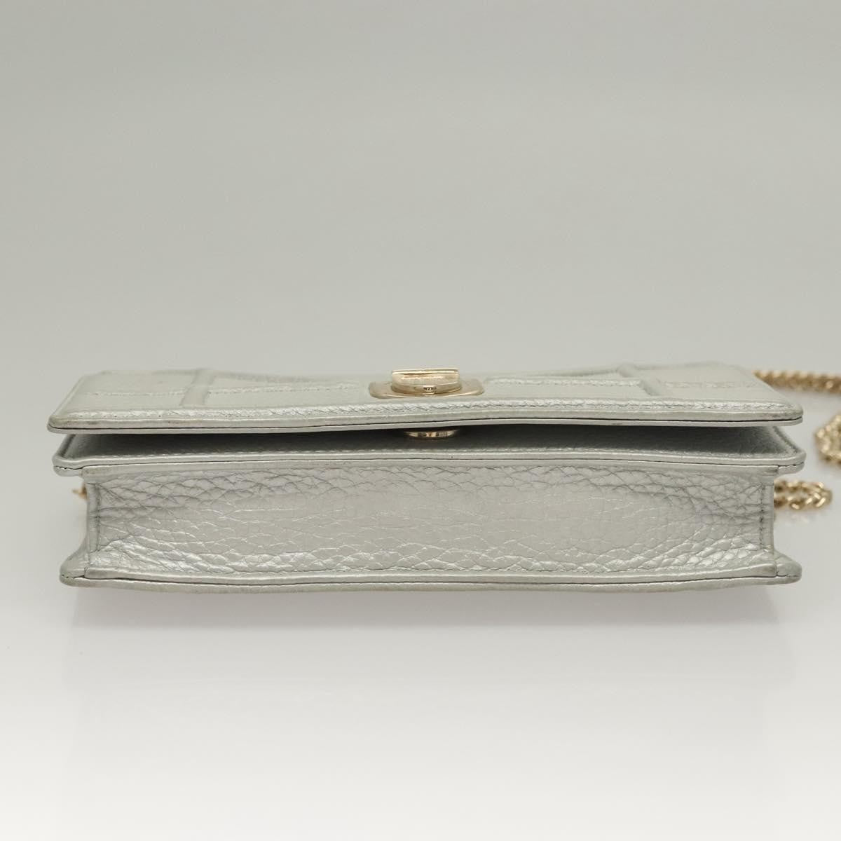 Christian Dior Diorama Wallet On Chain Leather Silver Leather Bag (Pre-Owned)