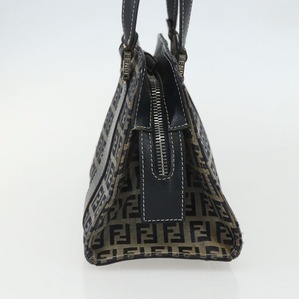 Fendi Vintage Satchel Zucchino Canvas Navy Canvas Handbag