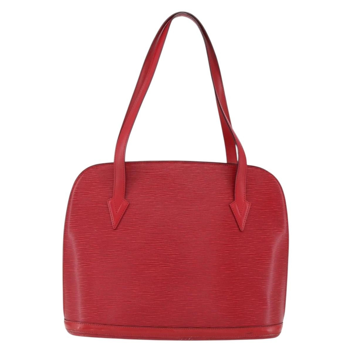 Louis Vuitton Lussac Handbag Epi Leather Red Leather Shoulder Bag