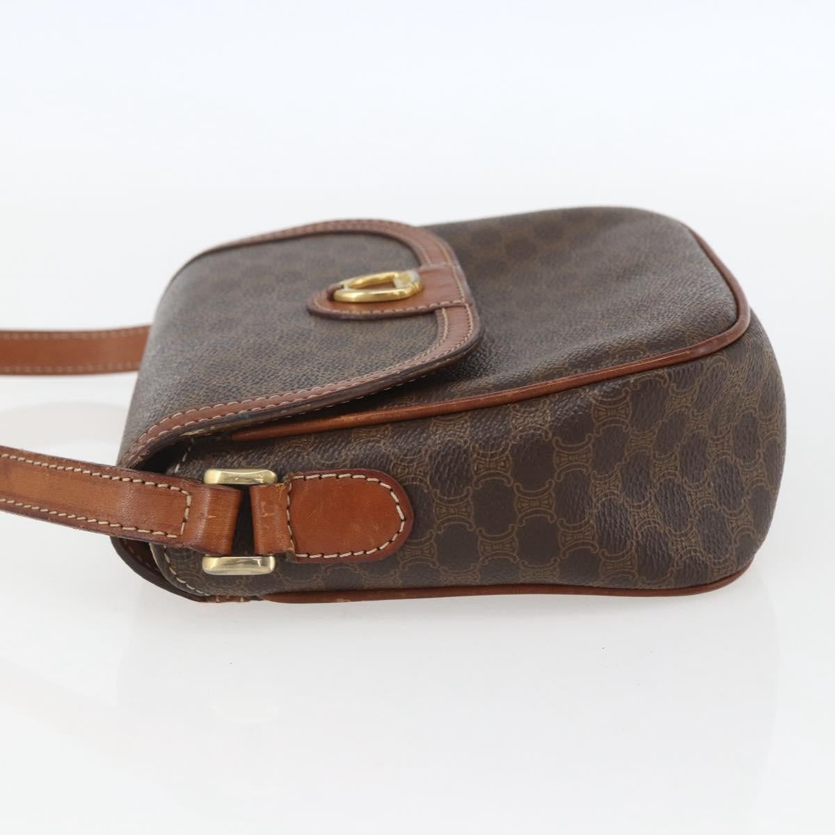 Celine Vintage Macadam Shoulder Bag Canvas And Leather Brown Canvas Shoulder Bag Bag
