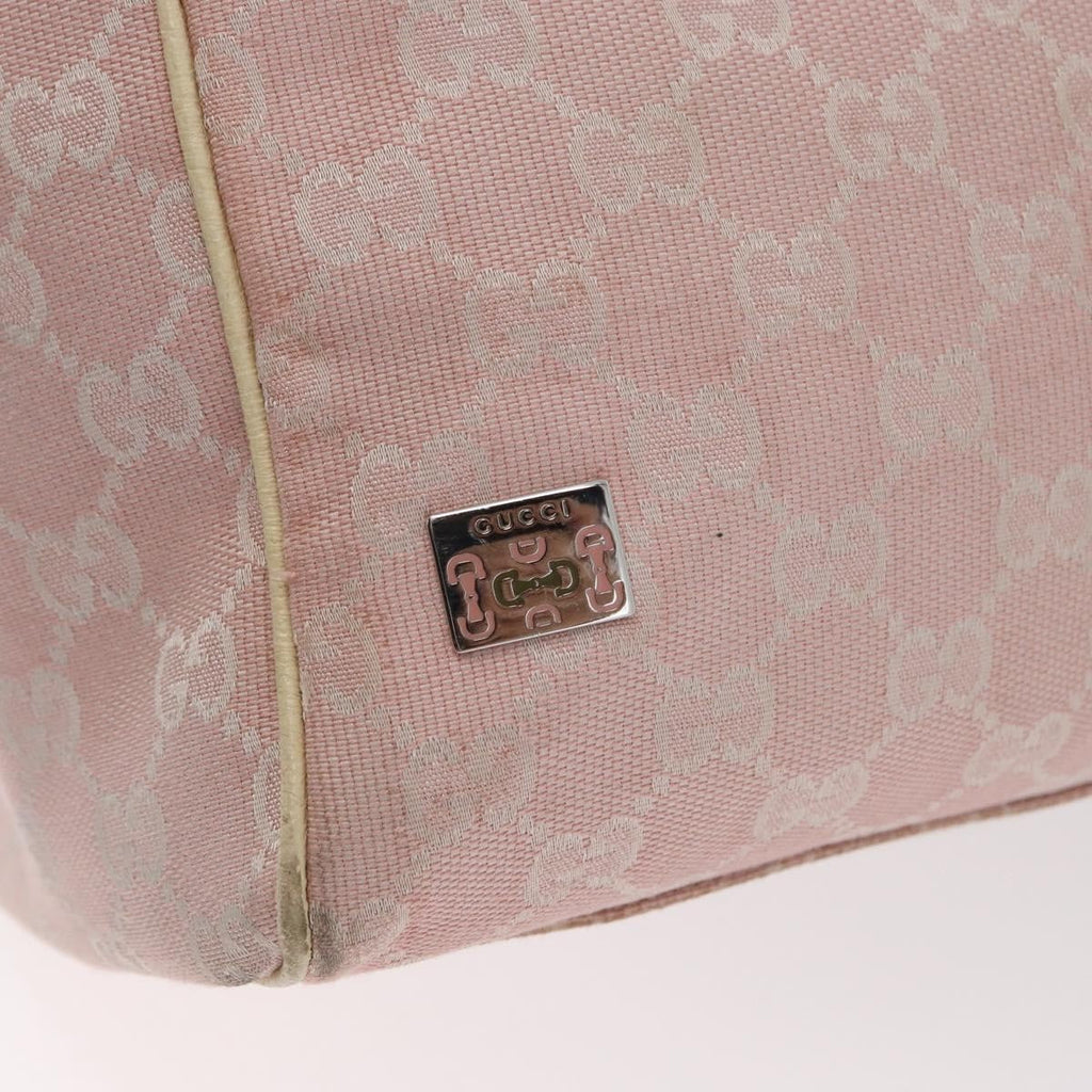 Gucci Web Handle Buckle Tote Gg Canvas Pink Canvas Tote Bag Bag (Pre-Owned)