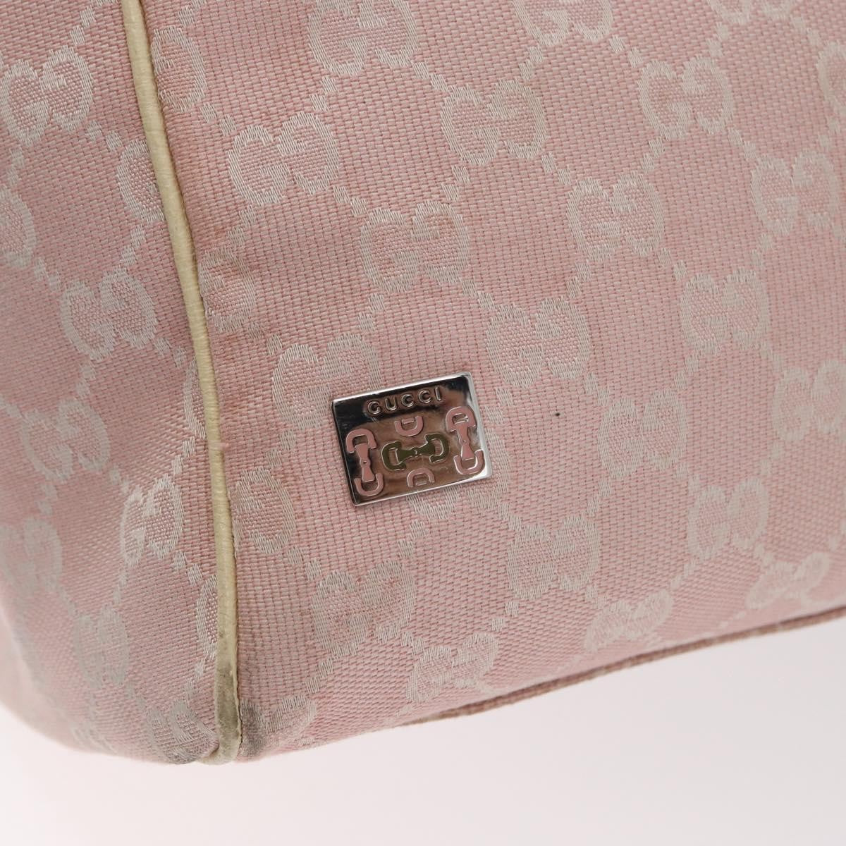 Gucci Web Handle Buckle Tote Gg Canvas Pink Canvas Tote Bag Bag (Pre-Owned)