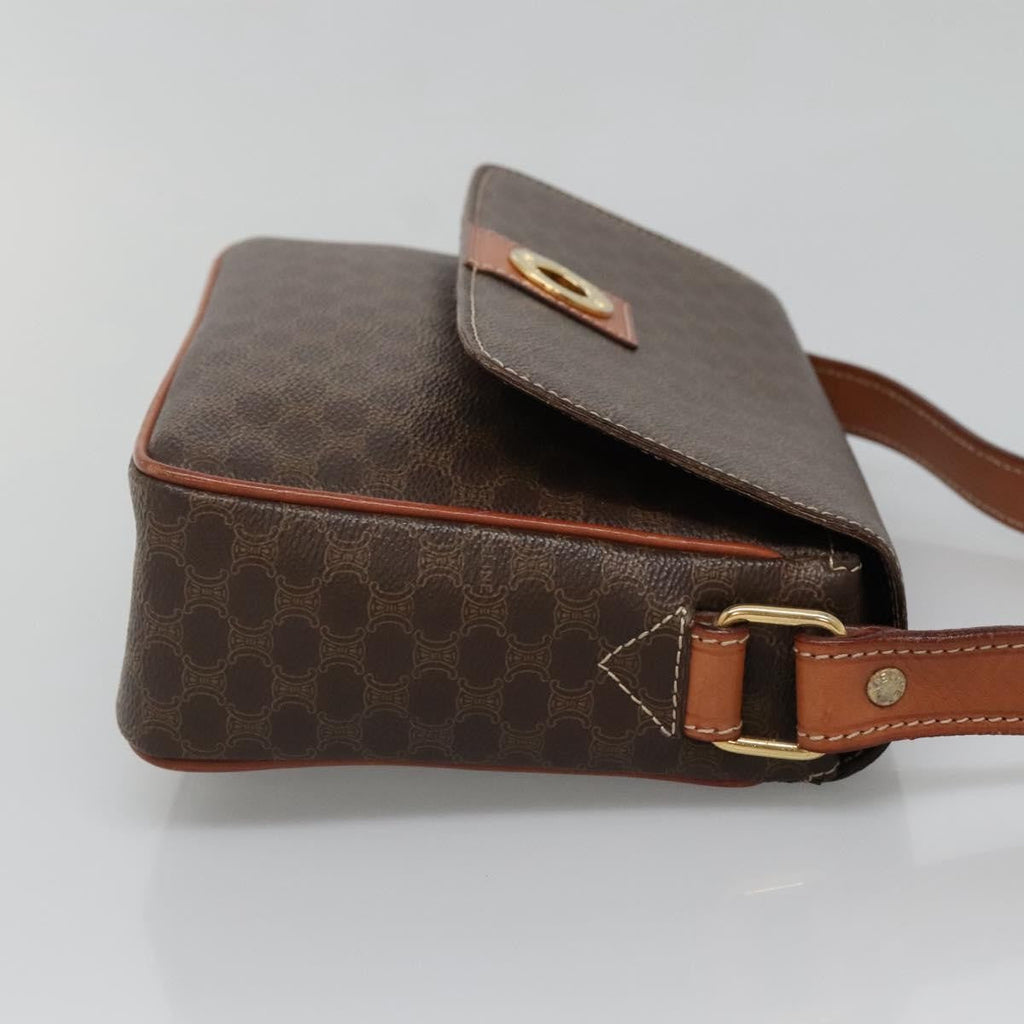 Celine Vintage Macadam Shoulder Bag Canvas And Leather Brown Canvas Shoulder Bag Bag
