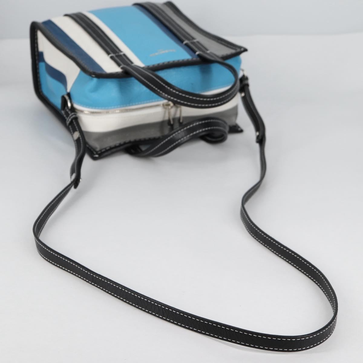 Balenciaga Bazar Convertible Tote Striped Leather Blue Leather Tote Bag