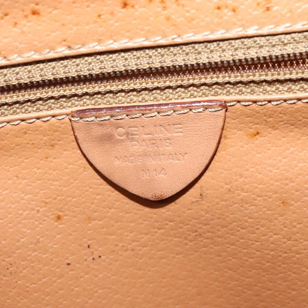 Celine Vintage Macadam Circle Logo Shoulder Bag Canvas And Leather Brown Canvas Shoulder Bag Bag