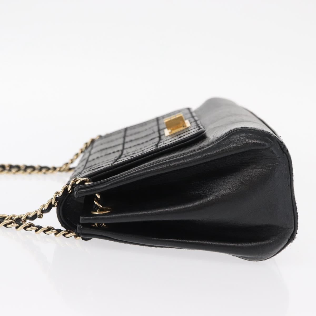 Chanel Chocolate Bar Accordion Reissue Flap Bag Quilted Lambskin Black Leather Shoulder Bag Bag