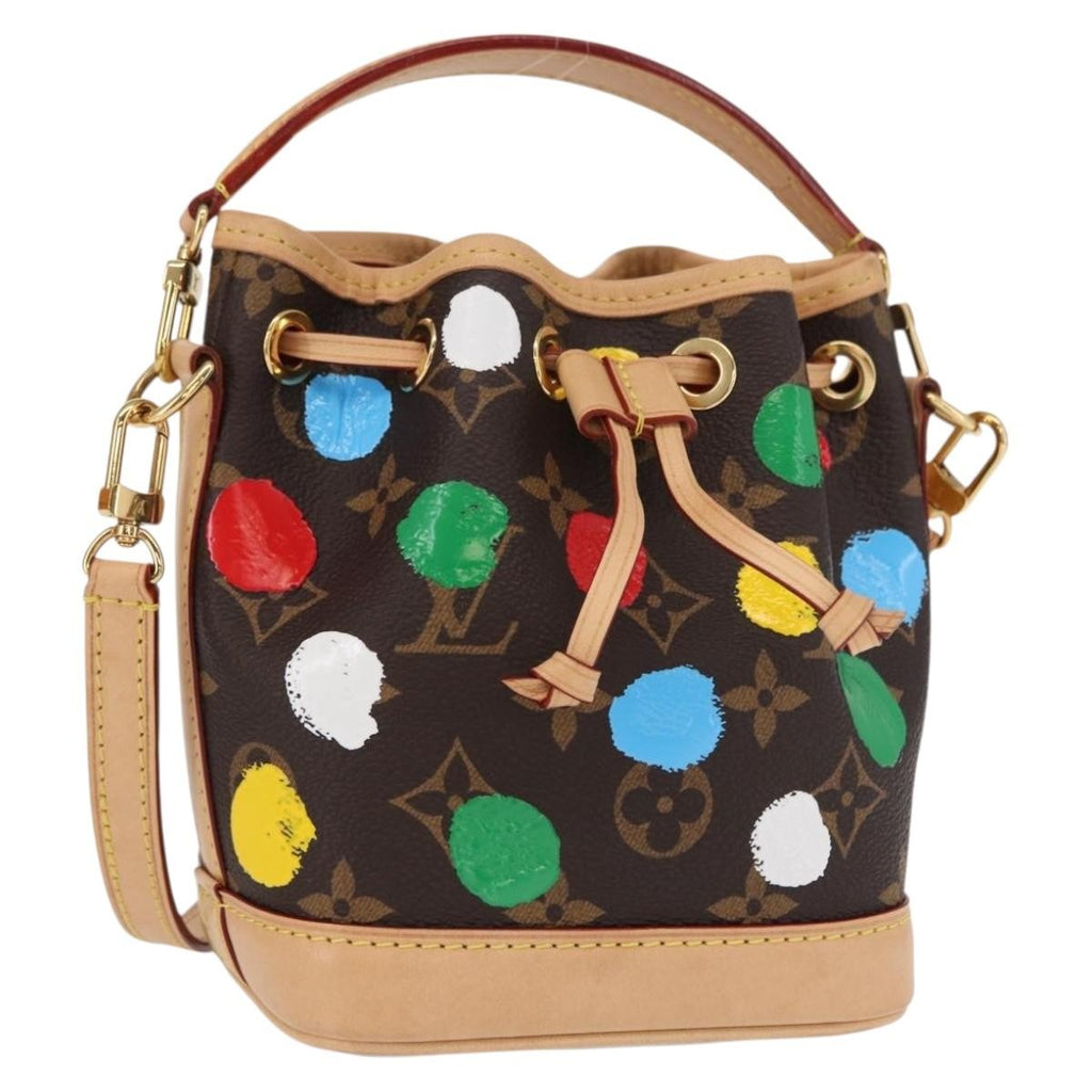 Louis Vuitton Noe Handbag Yayoi Kusama Painted Dots Monogram Canvas Brown Canvas Handbag