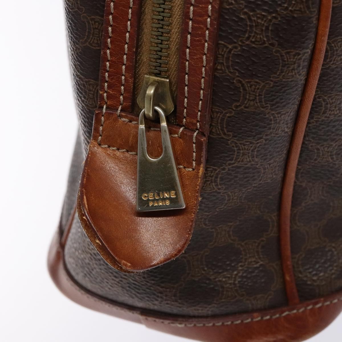 Celine Macadam Handbag Macadam With Leather Brown Canvas Handbag