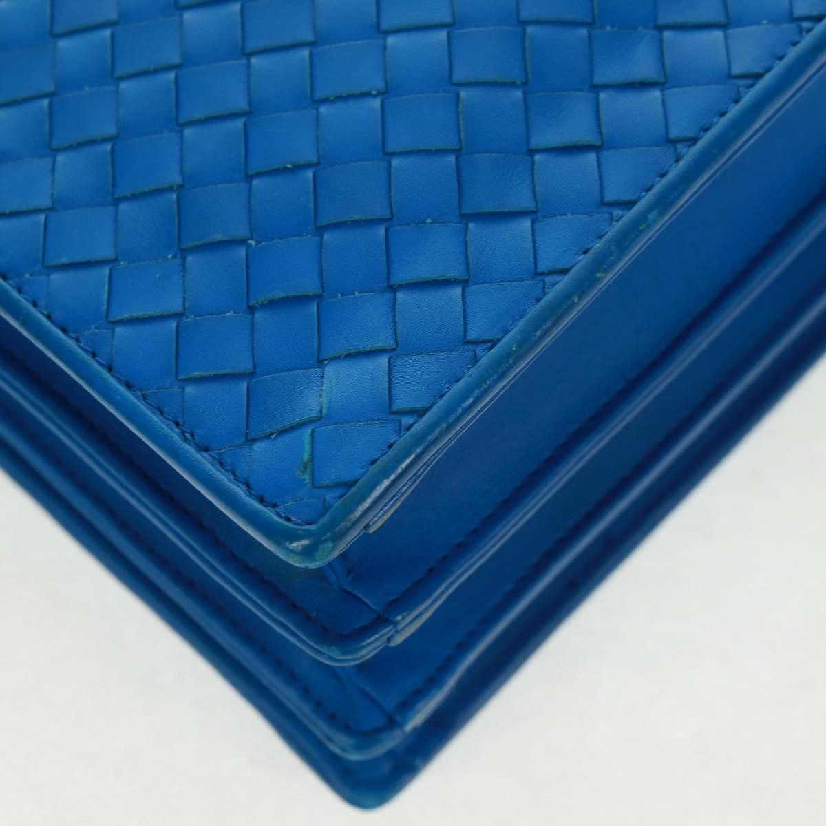 Bottega Veneta Top Zip Briefcase Intrecciato Nappa Blue Leather Briefcase Bag