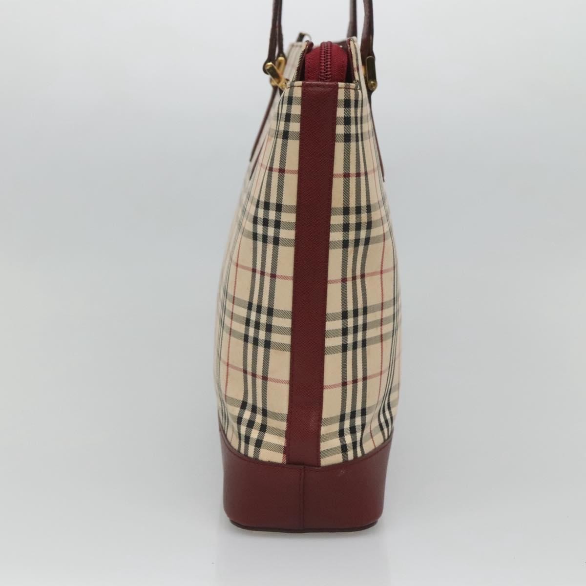Burberry Nova Check Tote Canvas And Leather Beige Canvas Tote Bag